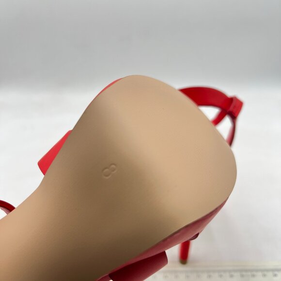 FSJ Red High Heel Strappy Sandals Open Toe Ankle Strap Platform Shoes - Picture 6 of 8